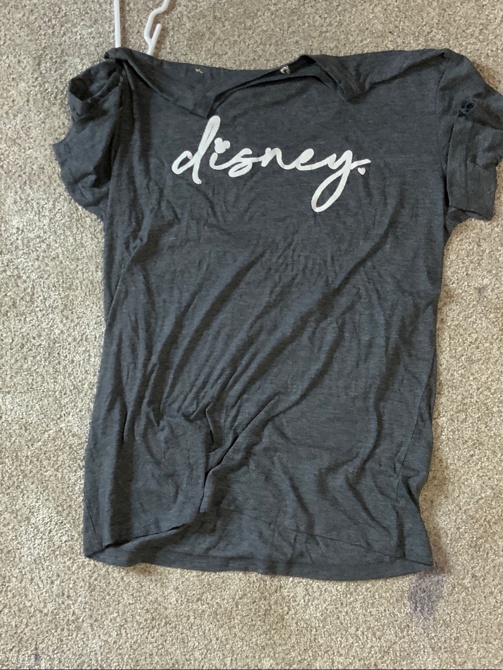 Disney Charcoal Gray Tee with White Script Logo
